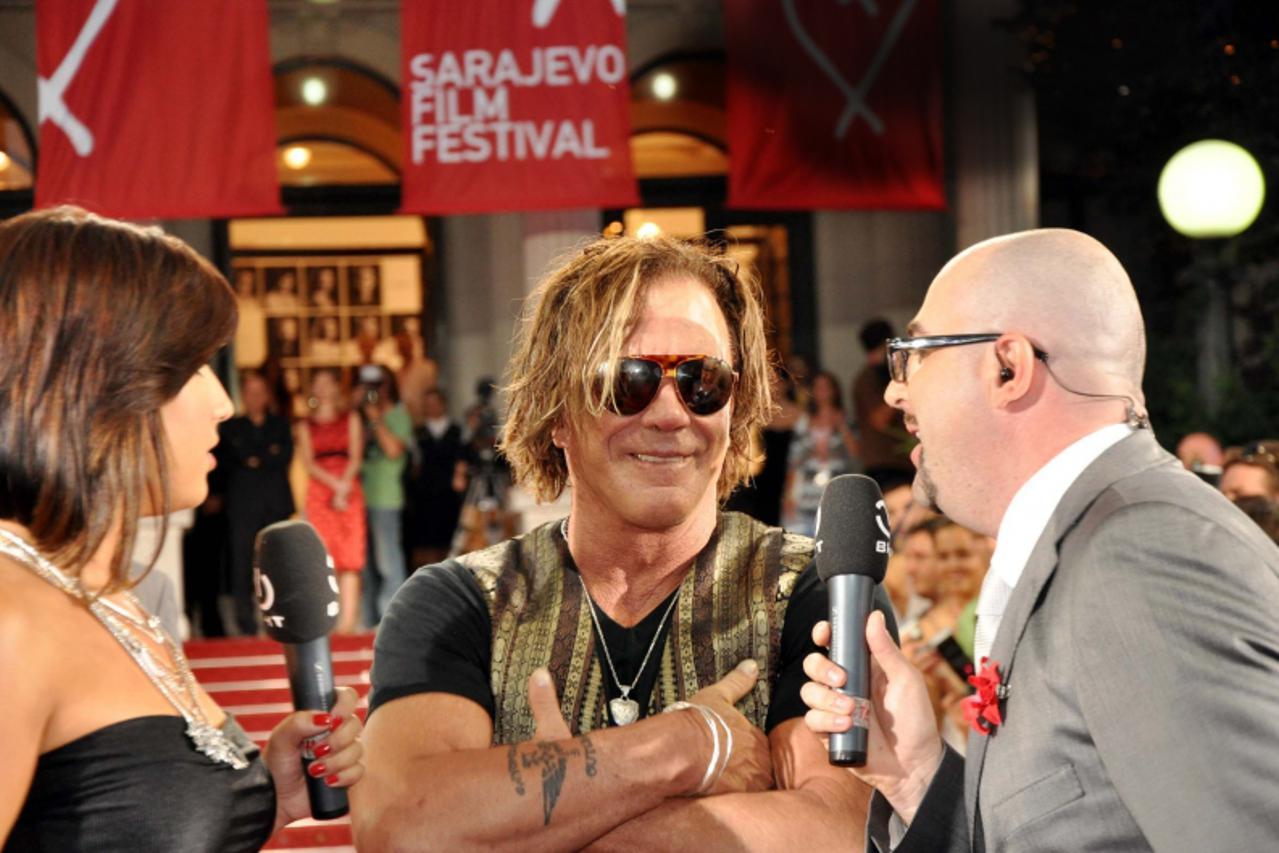 '19.08.2009., Sarajevo - Na crvenom tepihu Sarajevo Film Festivala pojavio se i glumac Mickey Rourke koji je vrlo obozavan medju okupljenima koji su se s njim slikali i trazili autograme. Photo: Zvoni