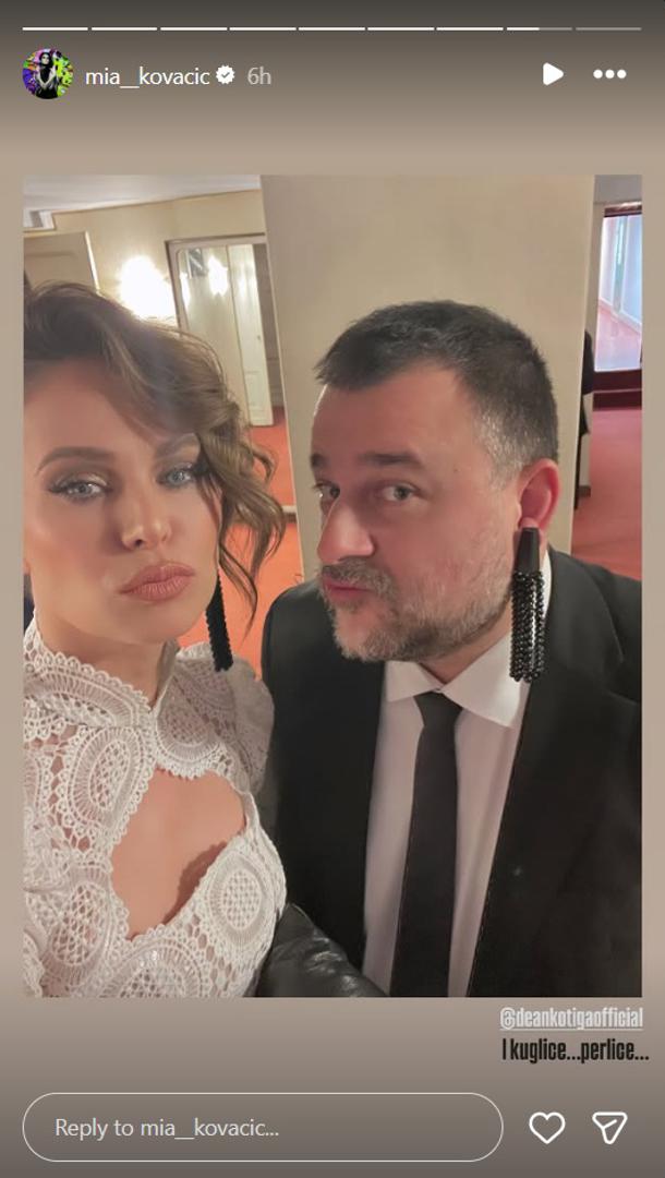 Mia Kovačić i Dean Kotiga sinoć su bili prezenteri, a dok su čekali svoj red za izlazak na pozornicu, dobro su se zabavljali.