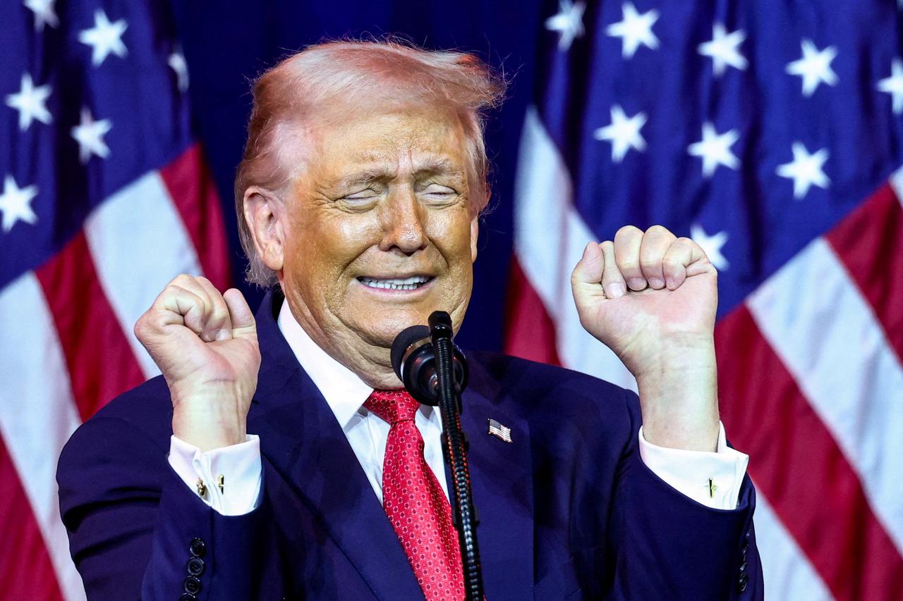 U.S. President Donald Trump addresses House Republicans at the Kennedy Center in Washington