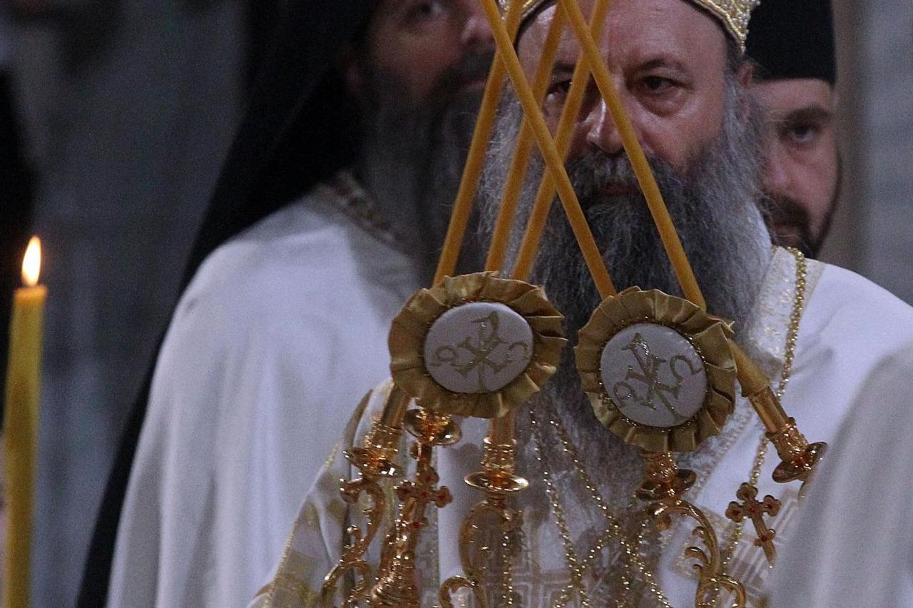 The Patriarch of the Serbian orthodox church Porfirije served the Easter liturgy in the Church of Saint Sava.U Hramu Svetog Save patrijarh Srpske pravoslavne crkve Porfirije sluzio je uskrsnju liturgiju.