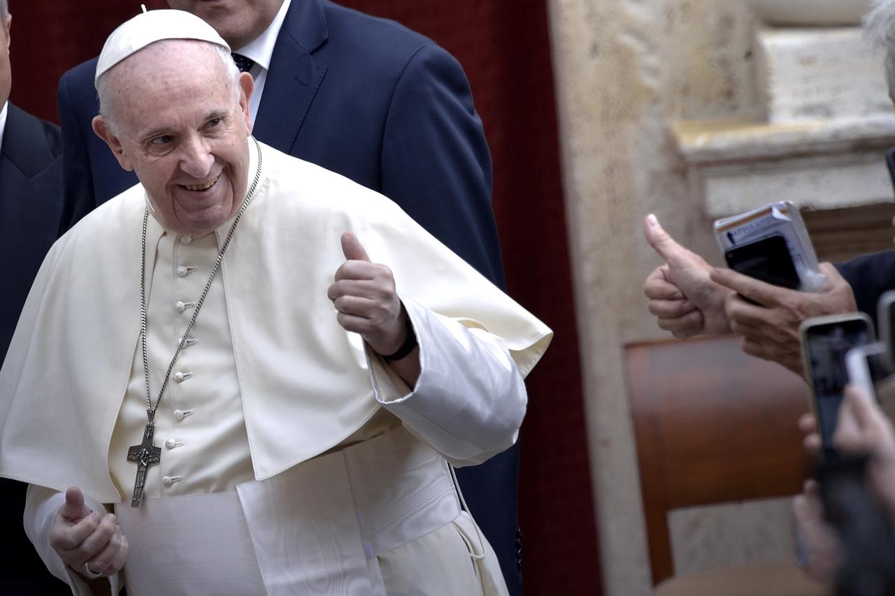 Pope Francis during of a weekly general audience in Vatican