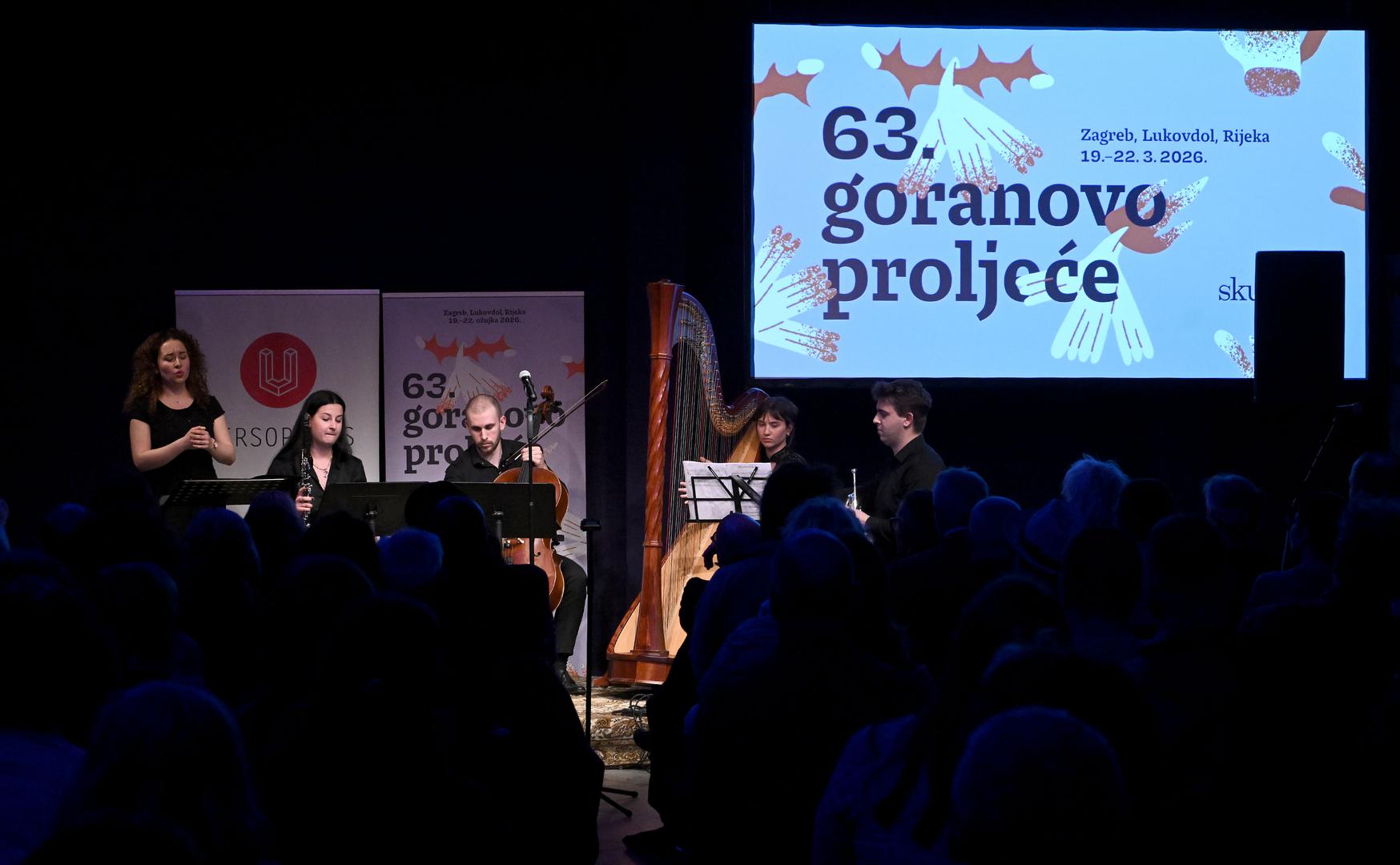 U Atriju Gradskog dramskog kazališta Gavella u četvrtak navečer otvoreno je 63. Goranovo proljeće, na kojem će do 22. ožujka nastupiti četrdesetak pjesnikinja i pjesnika iz Hrvatske i svijeta, a fokus je na zemljama i jezicima europskog sjevera, izvijestili su iz Gavelle