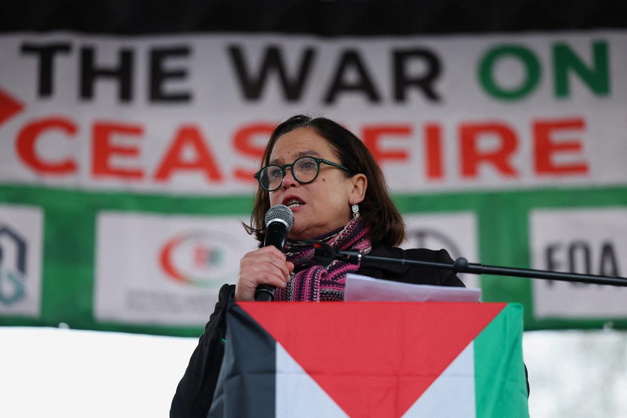 Protest to mark 100 days since the start of a conflict between Israel and the Palestinian Islamist group Hamas, in London