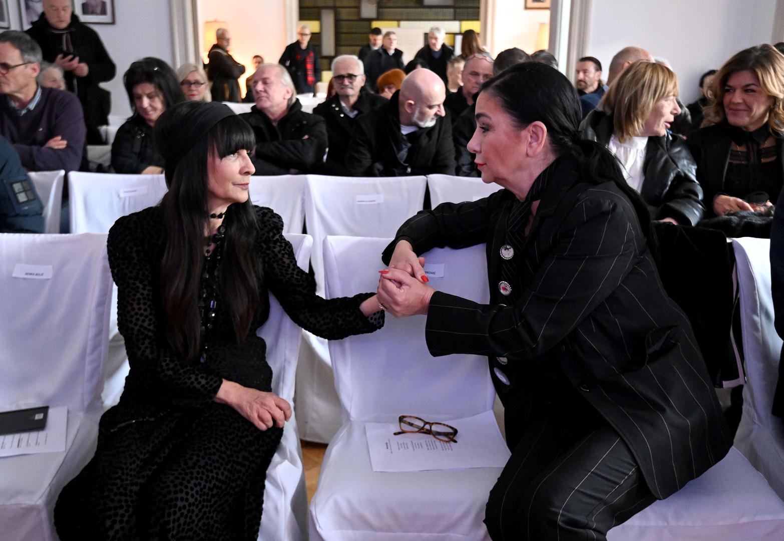 05.01.2024., Zagreb - Komemoracija za pokojnog Juricu Popovica odrzala se u Klubu knjizevnika. Matija Vuica, Alka Vuica Photo: Marko Lukunic/PIXSELL