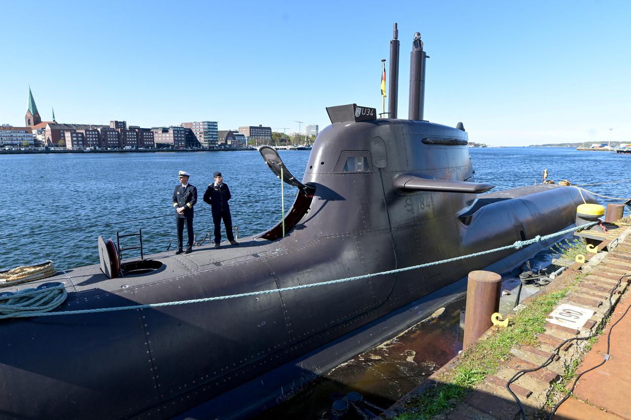 FILE PHOTO: German submarine docked in a shipyard of warship maker TKMS in Kiel