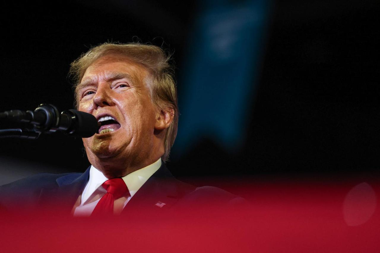 Former U.S. President Donald Trump attends a campaign event in Conway