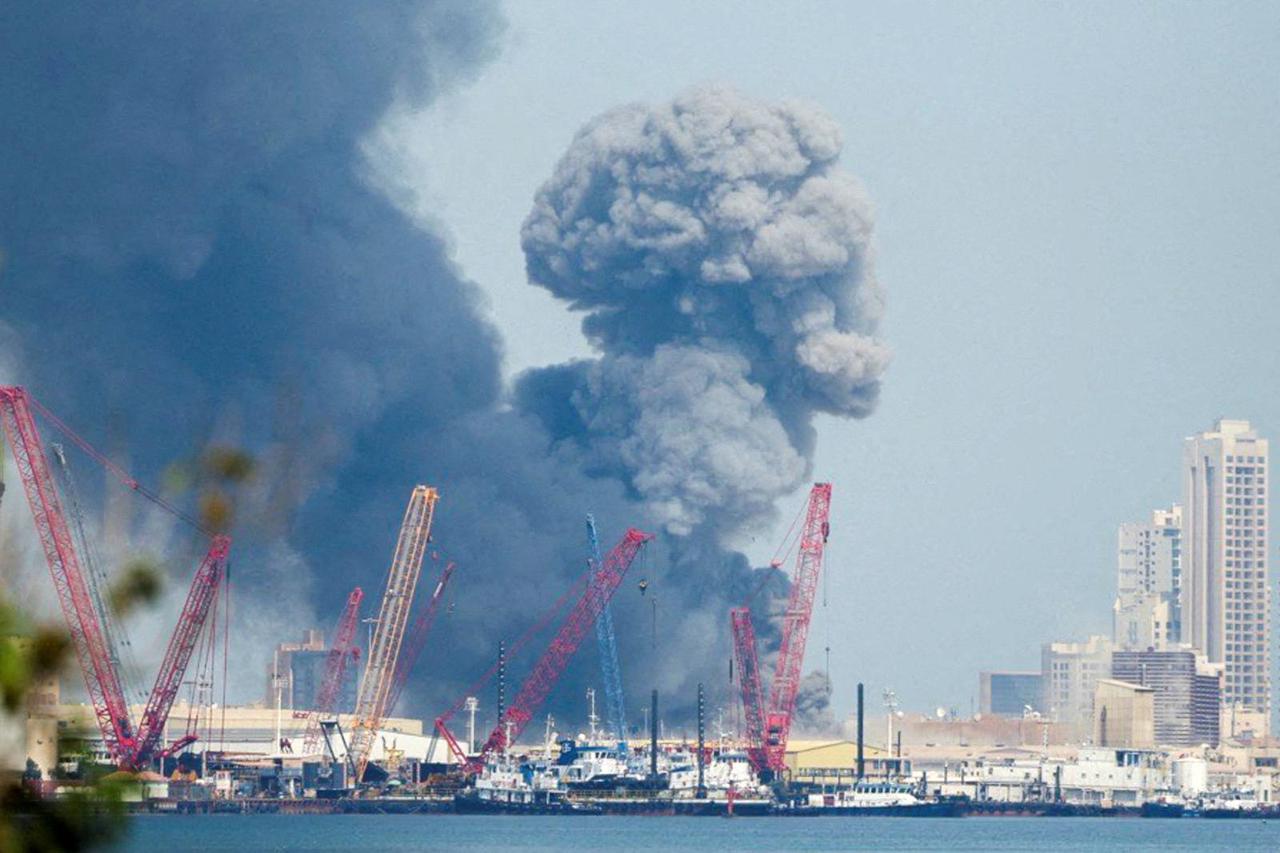 Smoke rises in the sky after blasts were heard in Bahrain
