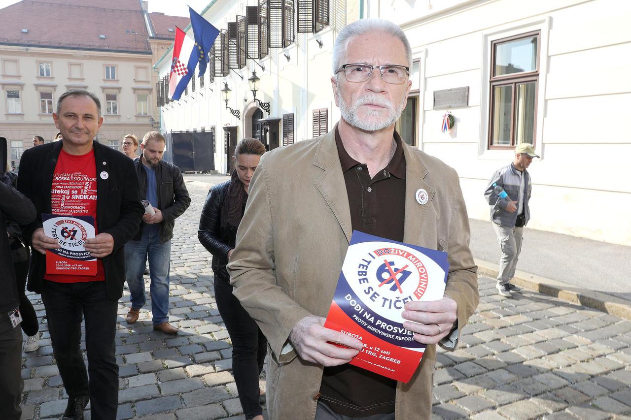 Zagreb: Sindikalni vođe održale konferenciju za medije ispred Banskih dvora