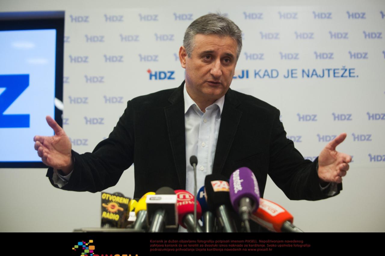 '20.11.2012., Trg Zrtava Fasizma, Zagreb - Konferencija za medije HDZ-a povodom izrecene presude Ivi Sanaderu. Tomislav Karamarko.  Photo: Daniel Kasap/PIXSELL'