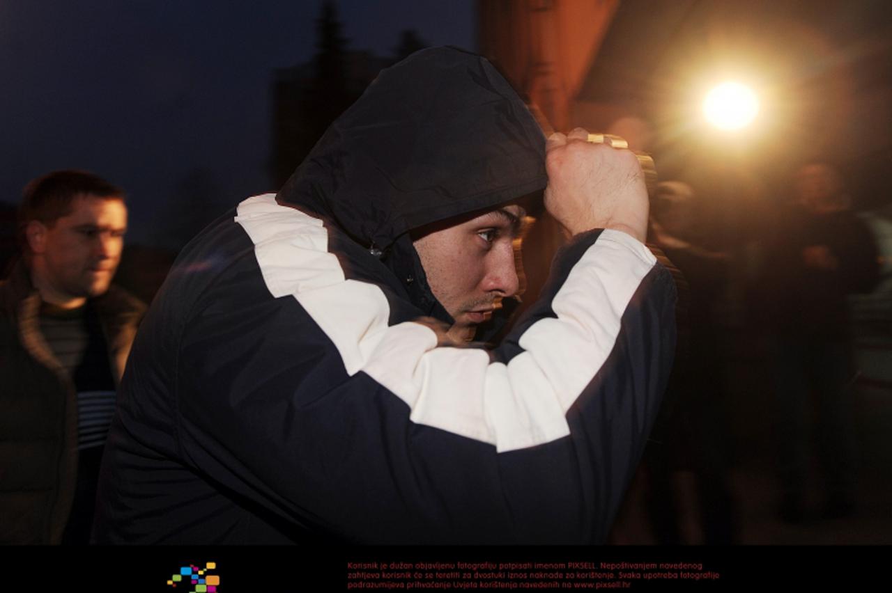 \'27.01.2011., Zlica brace Radic, Varazdin - Policija je na istrazni sud privela trojicu osumnjicenika za smrt Tomislava Pergara kojeg su pretukli u Cakovcu ispred narodnjackog kluba Guru.  Photo: Mar