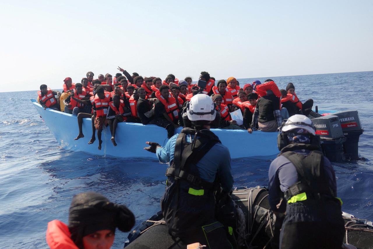 Sea-Watch 5 migrant search and rescue ship rescues migrants at the SAR zone off Libya