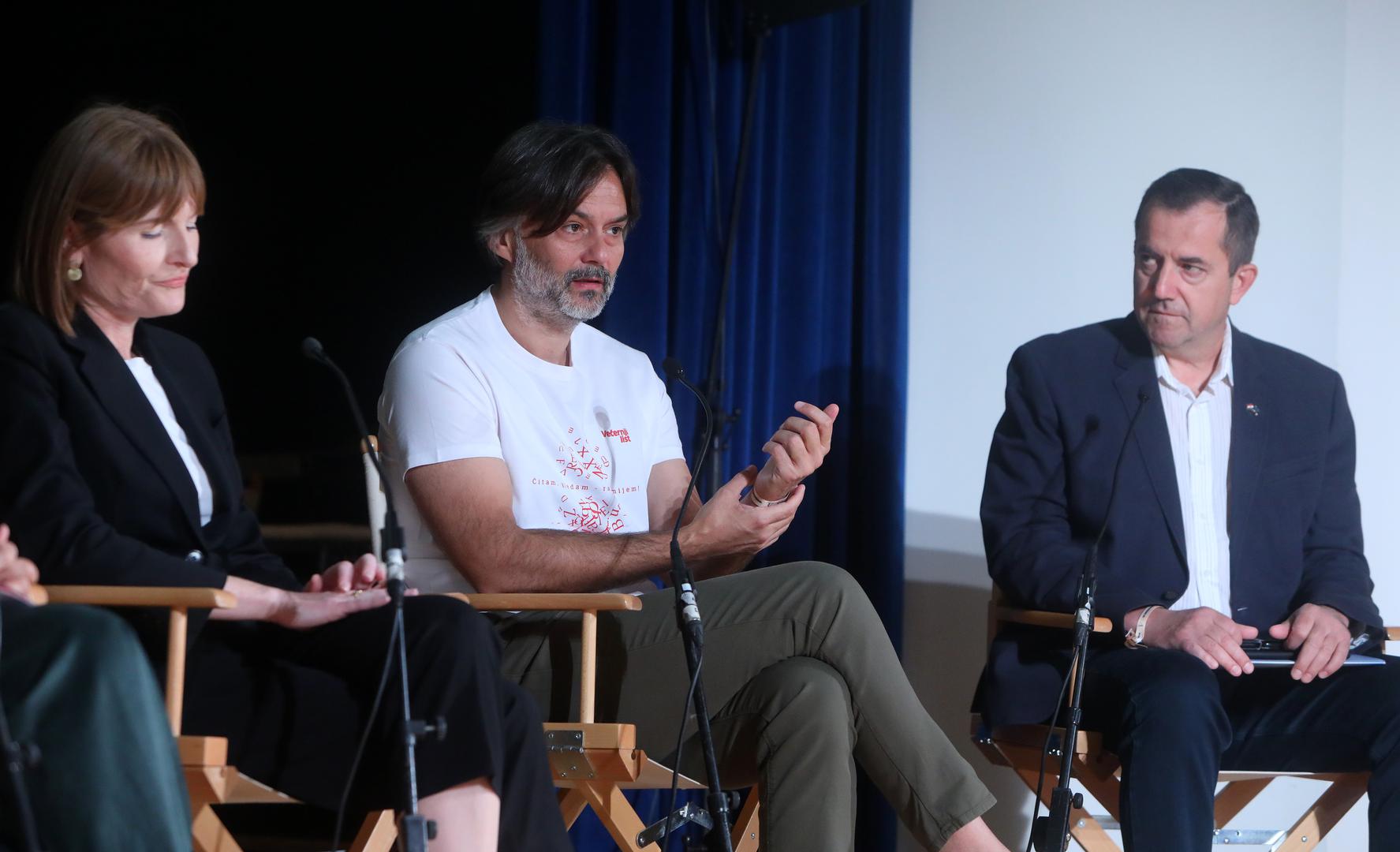 24.09.2022., Rovinj - 15. Weeken Media festival, Dvorana Vikendica, panel Smrt cinjenica, panelisti: Marijana Grbesa, Ksenija Kardum, Drazen Klaric i Ognian Zlatev, moderator Tihomir Ladisic. Photo: Kristina Stedul Fabac/PIXSELL