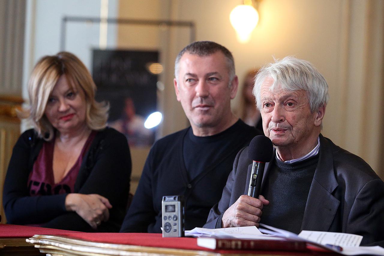 13.12.2014., Zagreb - U HNK-u odrzan je razgovor Stoljece Vucjaka pred premijeru drame Vucjak Miroslava Krleze. Dubravka Vrgoc, Ivica Buljan, Predrag Matvejevic.  Photo: Goran Stanzl/PIXSELL