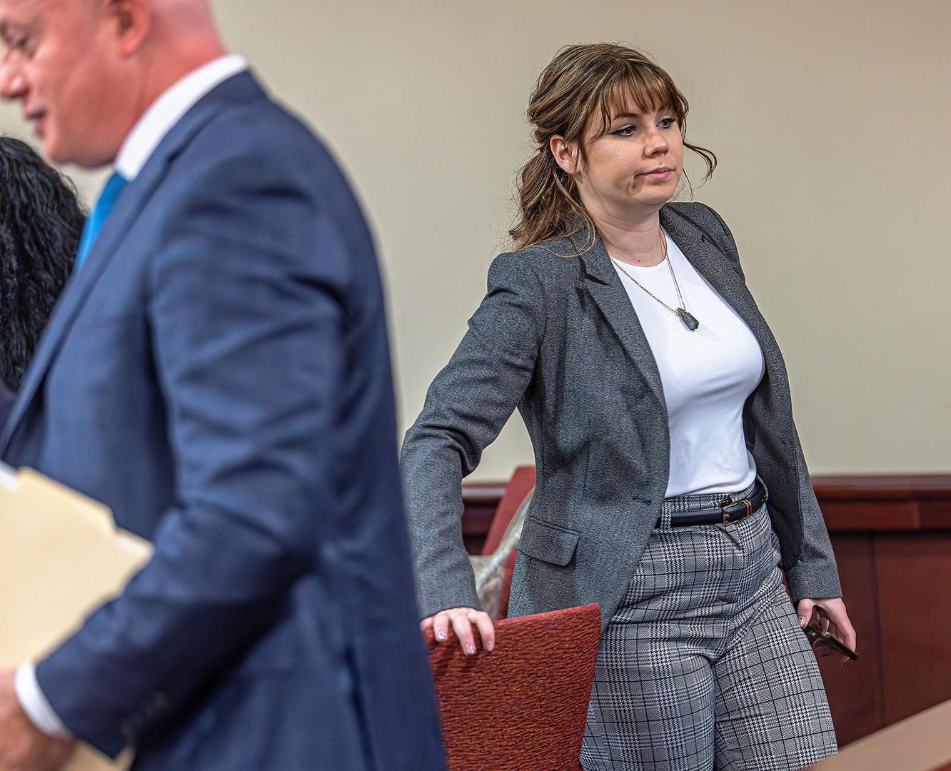 Rust film set armorer Hannah Gutierrez-Reed leaves for a break during the opening day in Judge Mary Marlowe Sommer's courtroom at the First Judicial District Courthouse in Santa Fe, New Mexico, U.S. February 22, 2024.  Jim Weber/Pool via REUTERS Photo: Jim Weber/Pool/REUTERS