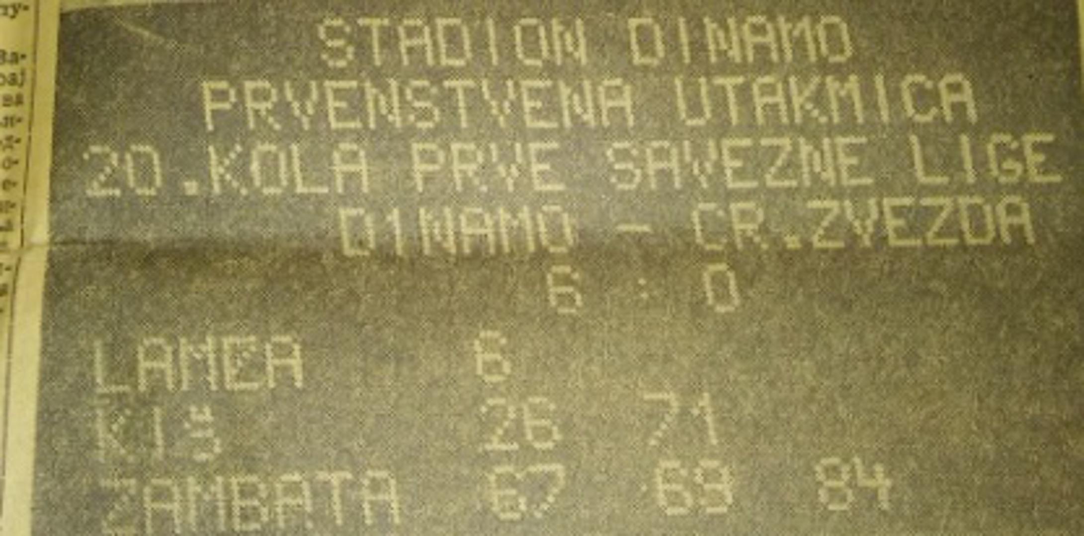 Branimir Magzan ima bogatu arhivu isječaka iz novina o Dinamovim utakmicama. Poslao nam je preslik iz beogradske Politike od 6. travnja 1966., s fotografijom maksimirskog semafora s utakmice Dinamo – Zvezda 6:0!