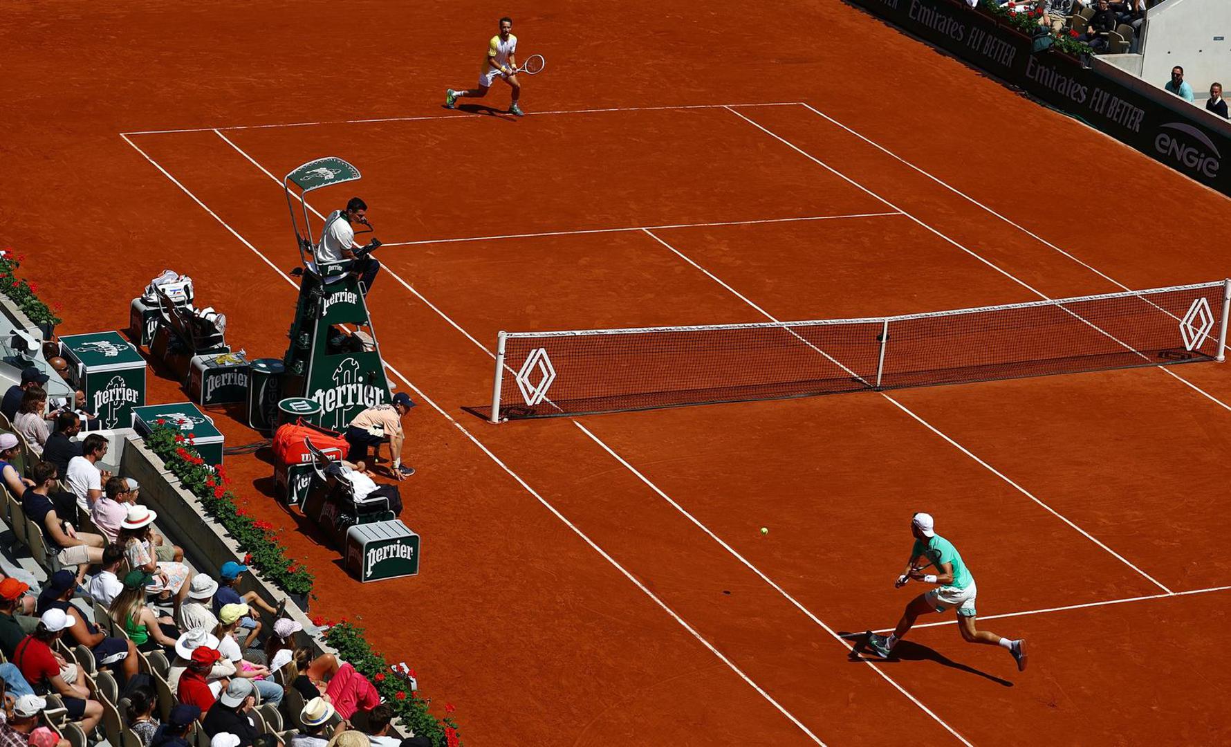 Tennis - French Open - Roland Garros, Paris, France - May 28, 2023 General view of Russia's Karen Khachanov in action during his first round match against France's Constant Lestienne REUTERS/Lisi Niesner Photo: LISI NIESNER/REUTERS