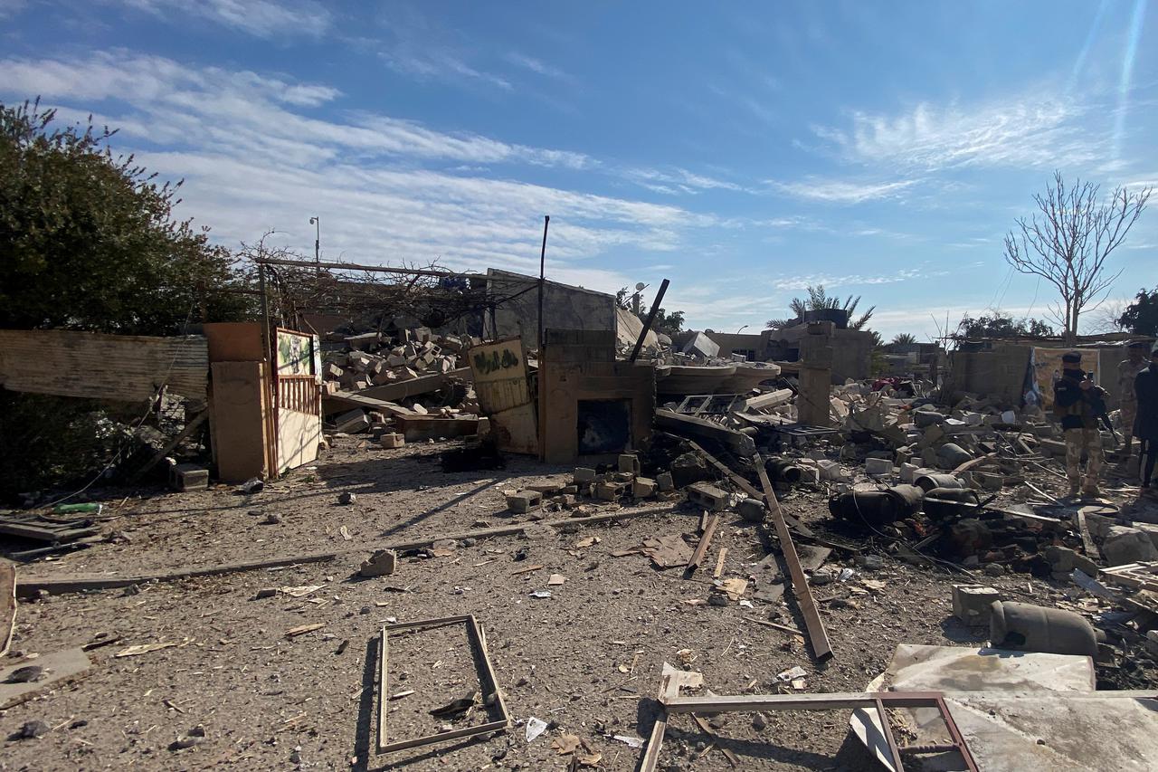 A destroyed building is pictured at the site of a U.S. airstrike in al-Qaim