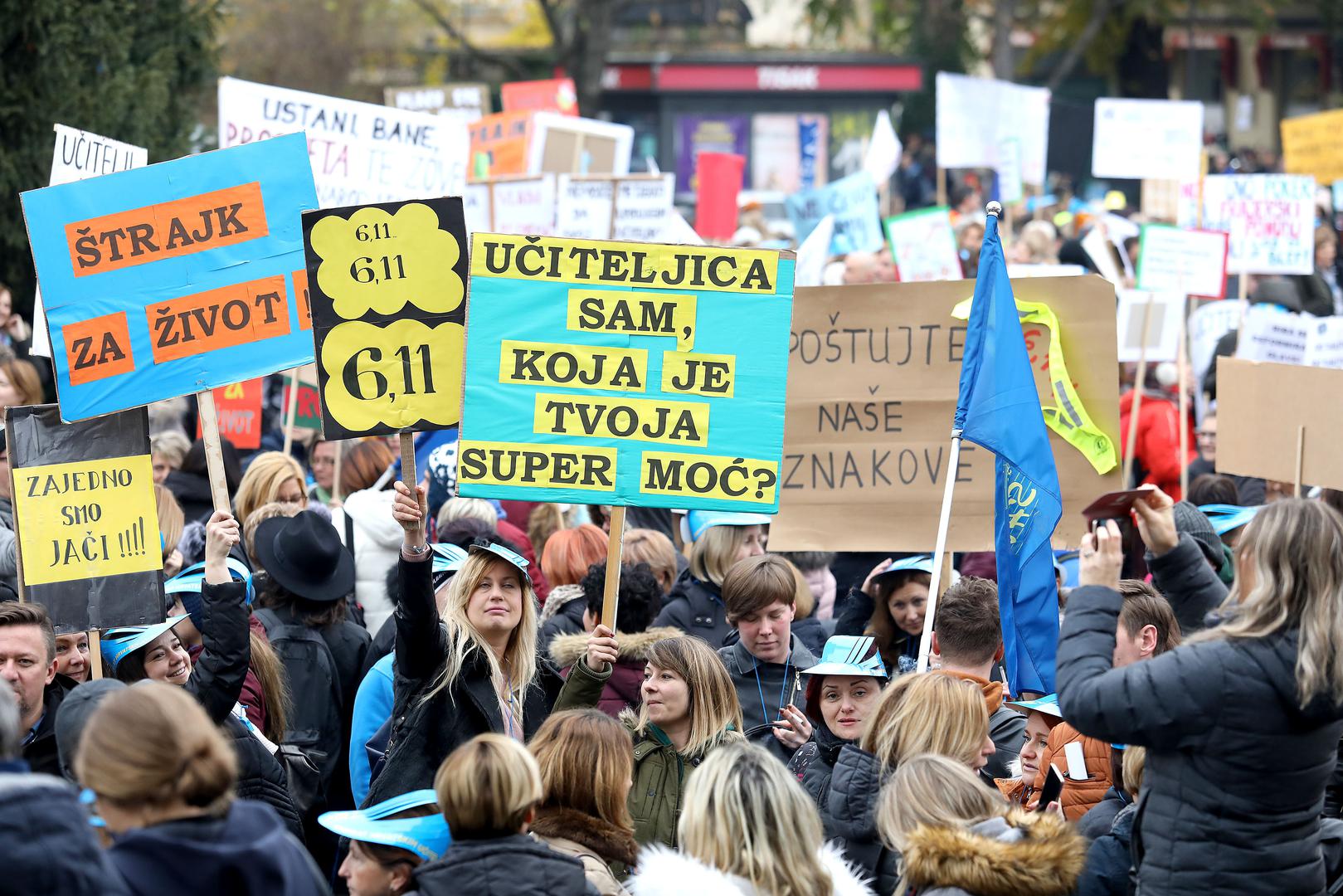 Veliki prosvjed učitelja i profesora održan je danas u Zagrebu