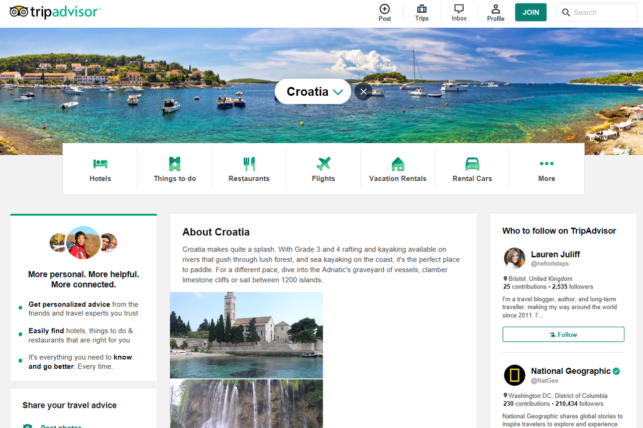 Hrvatska na vrhu popisa zemalja s najvećim rastom popularnosti na TripAdvisoru