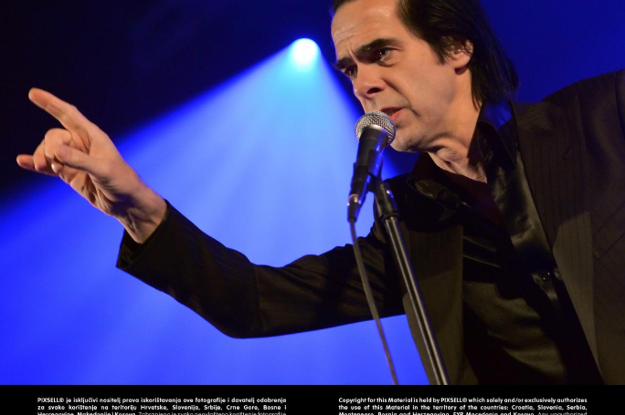 'Australian musician Nick Cave and The Bad Seeds  perform on stage at Admiralspalast in Berlin, Germany, 13 February 2013. He presented his new album \'Push the Sky Away\'. Photo: Britta Pedersen/ EDI
