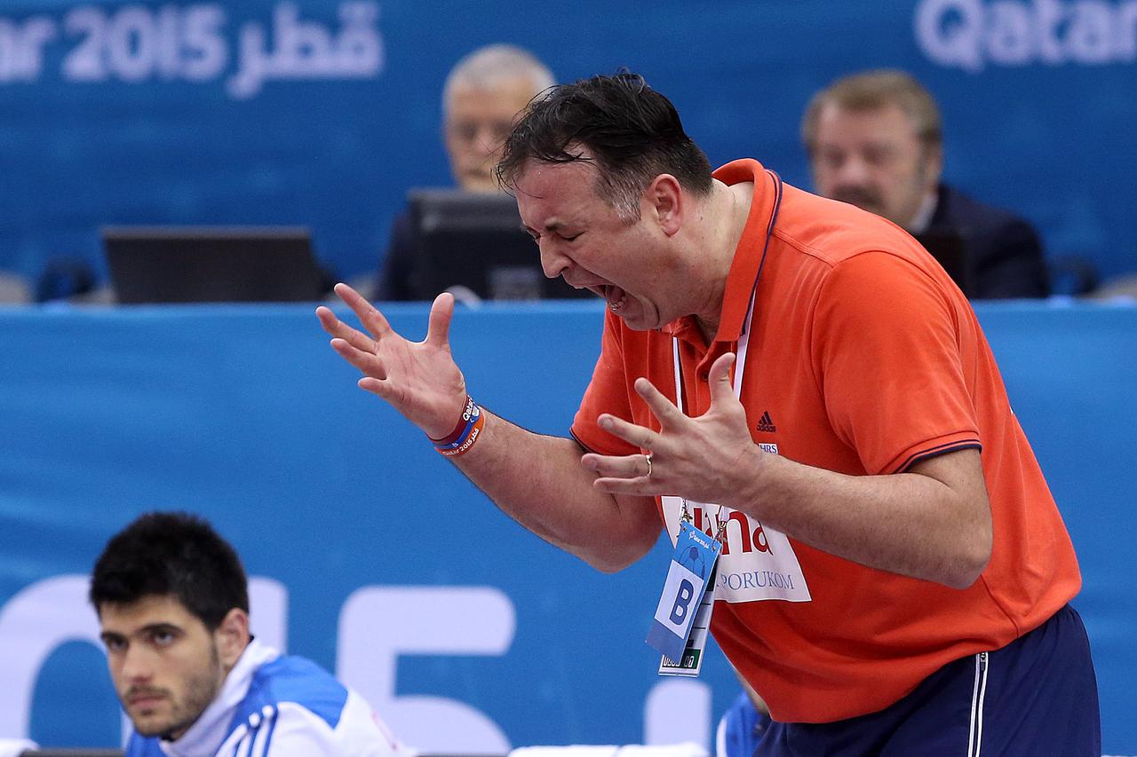 28.01.2015., Ali Bin Hamad Al Attiya Arena, Al Sadd, Doha, Katar - 24. svjetsko rukometno prvenstvo, cetvrtfinale, Hrvatska - Poljska. Izbornik Slavko Goluza.  Photo: Goran Stanzl/PIXSELL