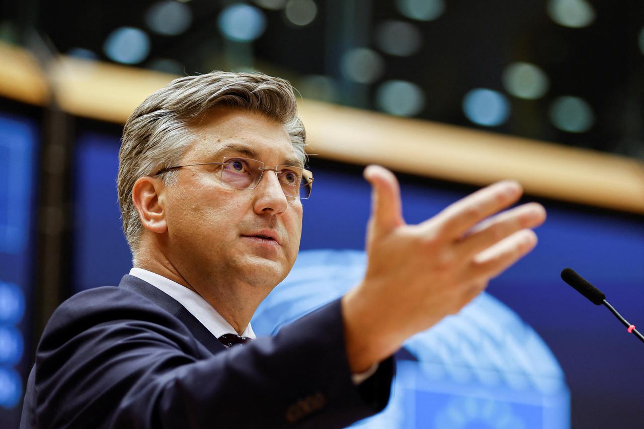 EU Parliament holds debate with Croatian Prime Minister Andrej Plenkovic, in Brussels