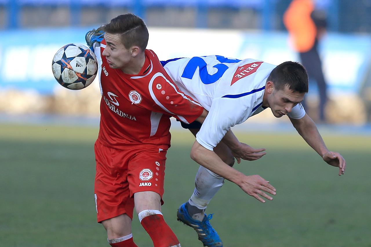 14.02.2015., Stadion Gradski vrt, Osijek - MAXtv 1. HNL, 21. kolo, NK Osijek - RNK Split. Slavko Blagojevic, Tomislav Sorsa.  Photo: Davor Javorovic/PIXSELL