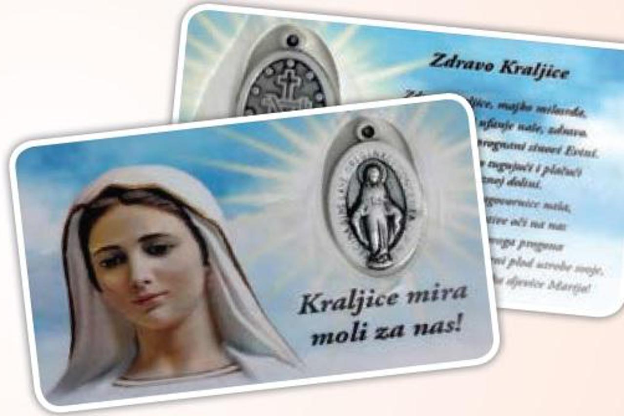 Kartica s molitvom i medaljonom kraljice mira