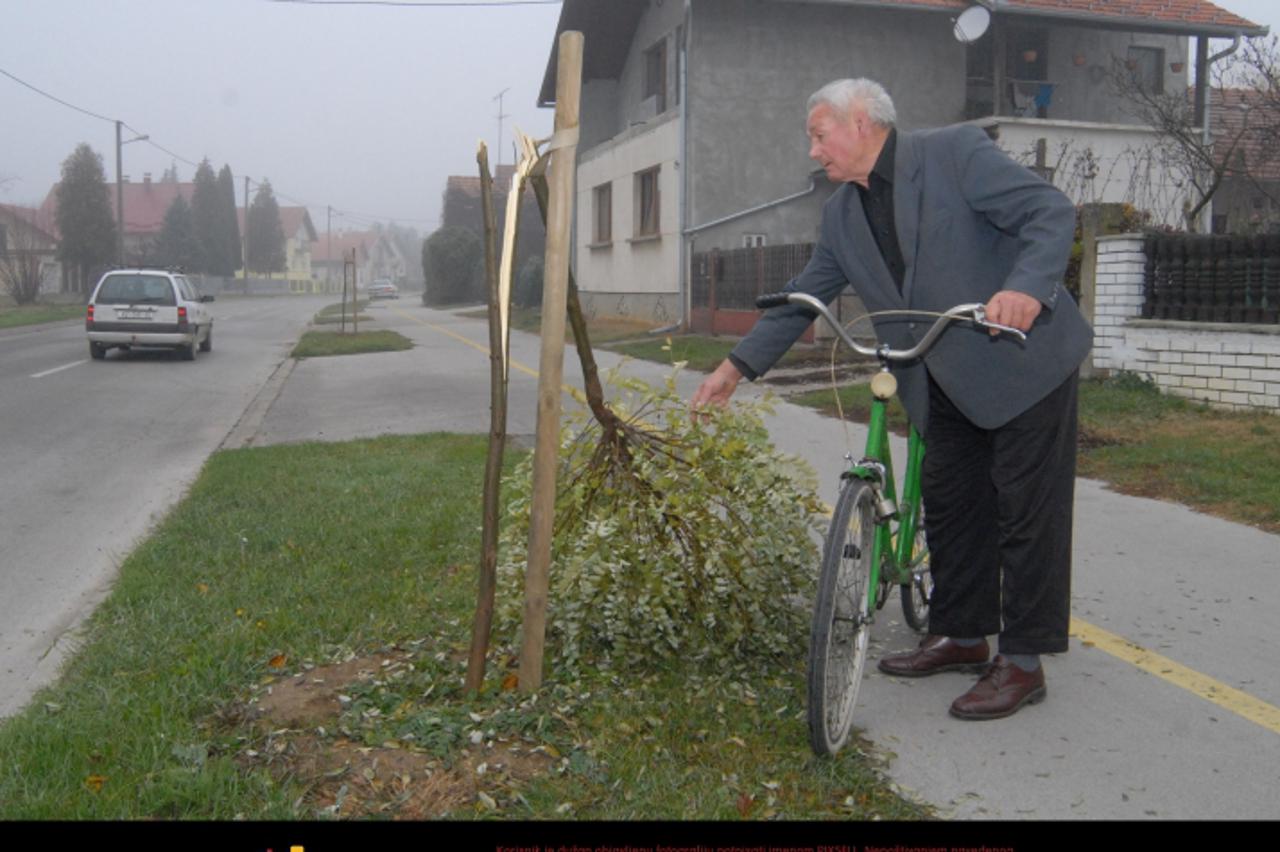 \'21. 11. 2009., Koprivnica - Josip Bukovski ogrcen vandalizmom mladih koji su pokidali sadnice mladih stabala u Miklinovcu.  Photo: Josip Maljak/PIXSELL\'
