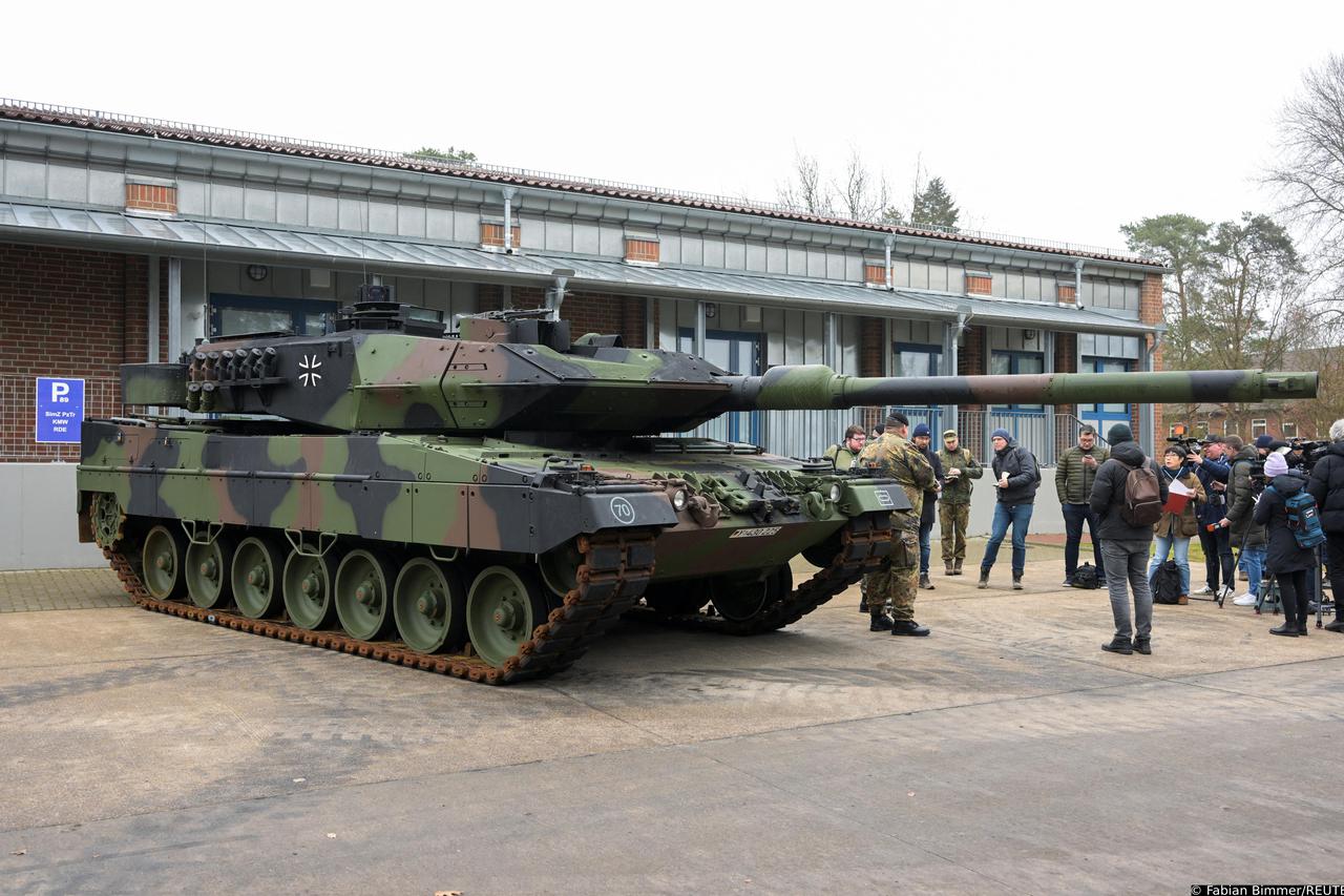 German Defence Minister Boris Pistorius visits a military base where Ukrainian soldiers undergo training on Leopard tanks destined for Ukraine