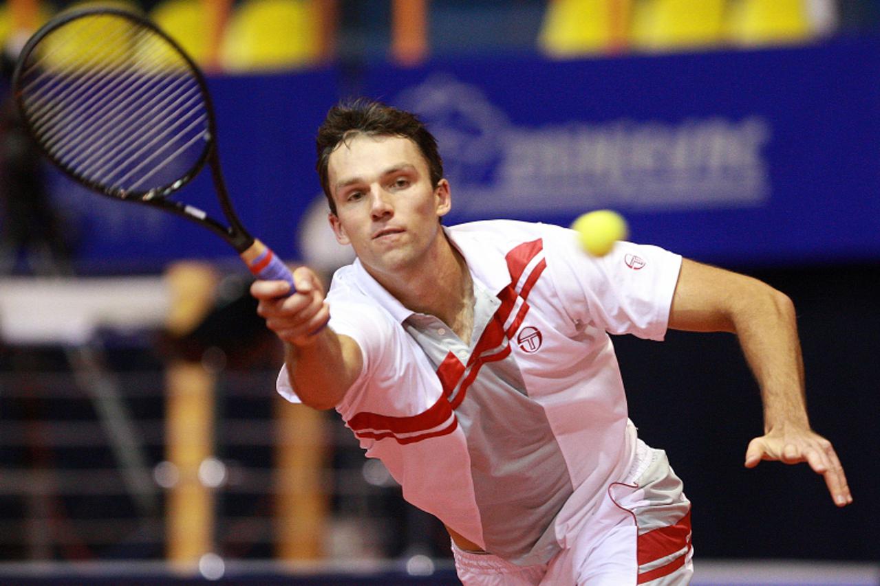 \'01.02.2011., Dom sportova, Trg Kresimira Cosica 11, Zagreb - ATP turnir PBZ Zagreb Indoors, prvo kolo, Ivo Karlovic (Hrvatska) - Daniel Brands (Njemacka). Photo: Igor Kralj/PIXSELL\'