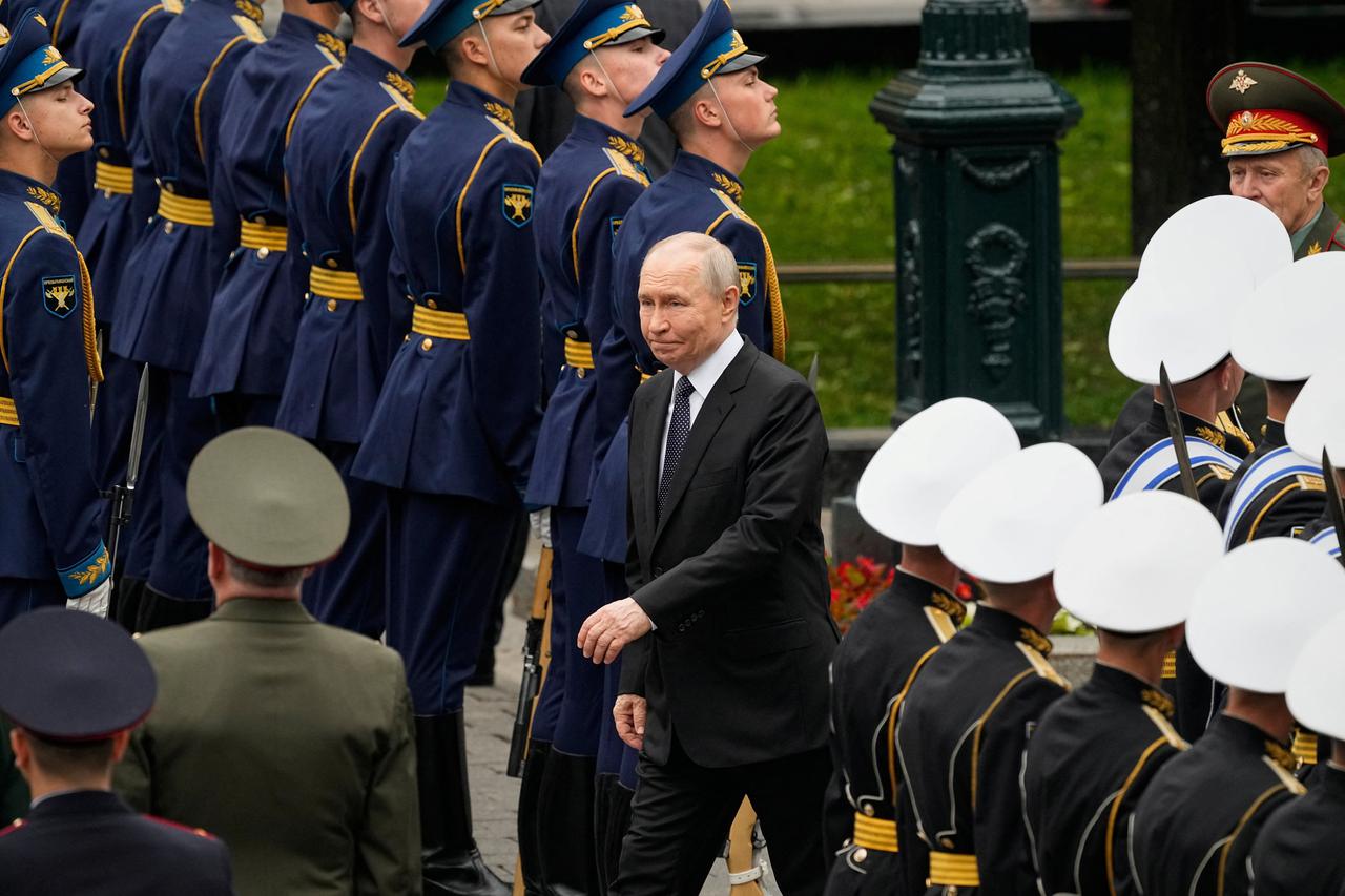 Russian President Putin attends a wreath-laying ceremony in Moscow