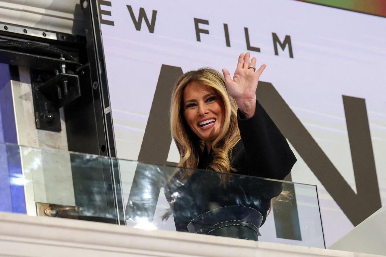 U.S. first lady Melania Trump rings the NYSE opening bell, in New York