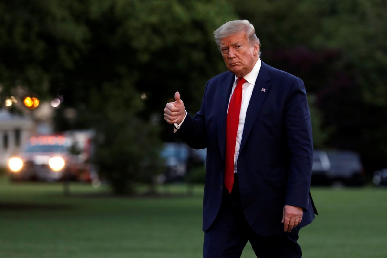 President Donald Trump returns after SpaceX Demonstration Mission 2 Launch