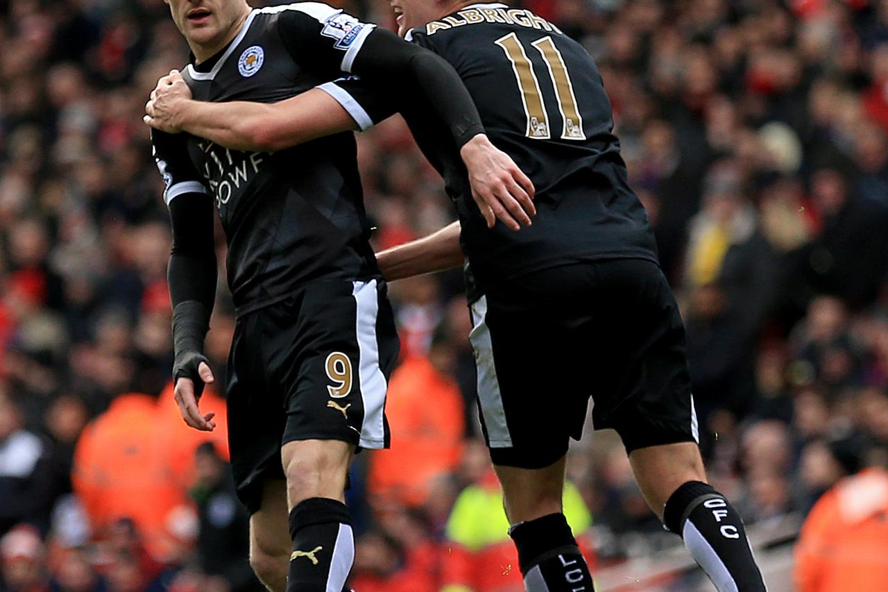 Arsenal v Leicester City - Barclays Premier League - Emirates StadiumLeicester City's Jamie Vardy celebrates scoring his side's first goal of the gameNigel French Photo: Press Association/PIXSELL