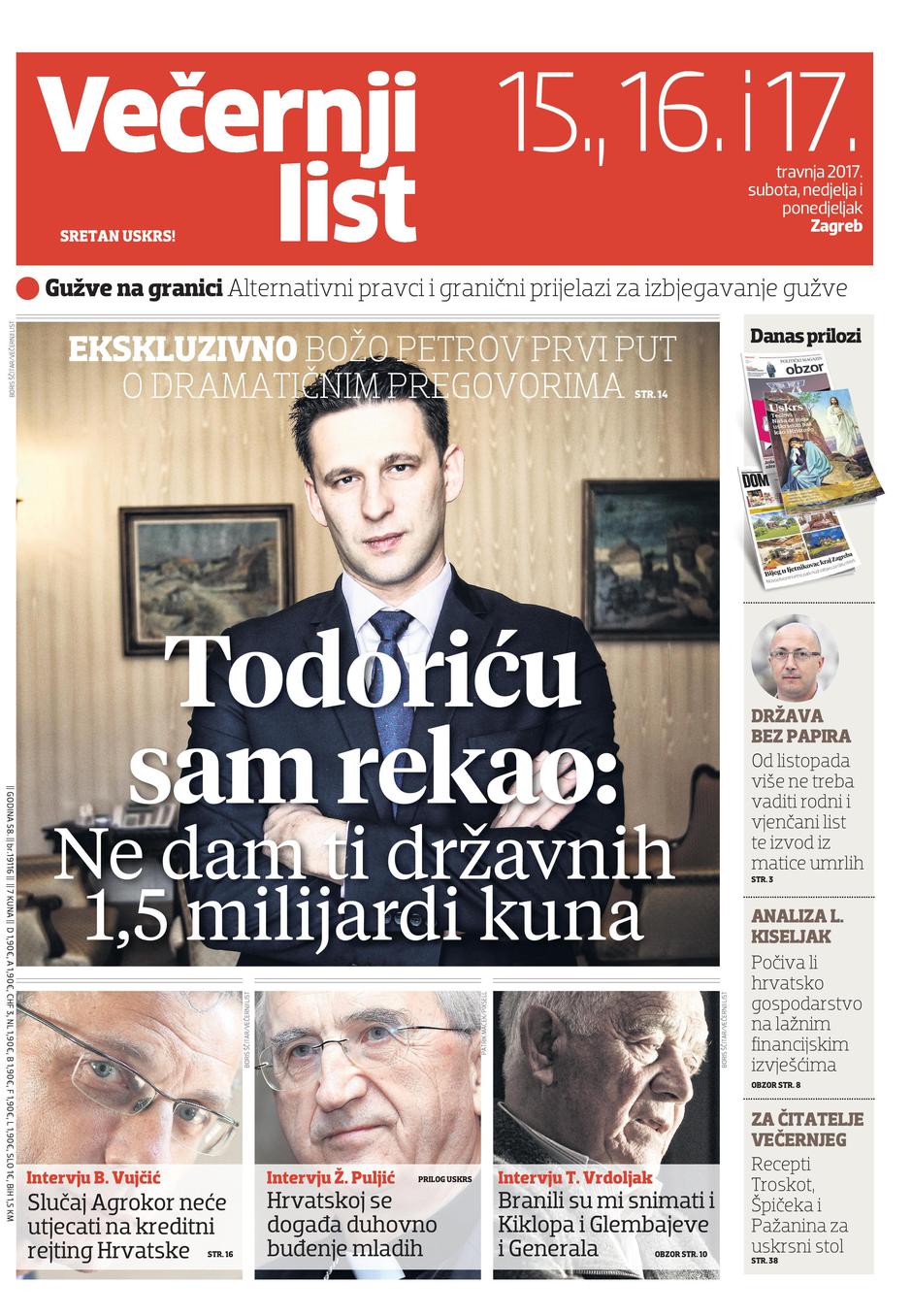 Naslovnica 15. 4. 2017.
