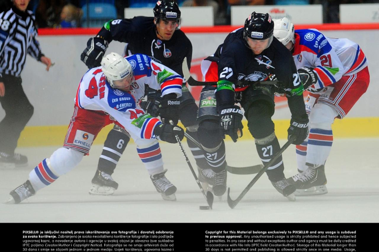 '10.09.2013., Dom sportova, Zagreb - 3. kolo KHL-a, kontinentalne hokejaske  lige, KHL Medvescak - Lev.  Photo: Daniel Kasap/PIXSELL'