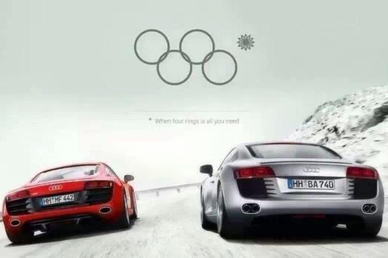 Kiks s olimpijskim krugovima kao reklama za Audi