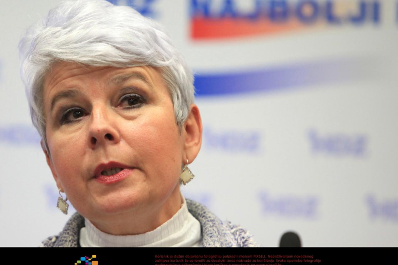 '31.01.2012., Zagreb - Konferencija za medije predsjednice HDZ-a Jadranke Kosor. Predsjednica HDZ-a Jadranka Kosor odbacila je sve insinuacije o svojoj upletenosti u afere oko crnih fondova svoje stra