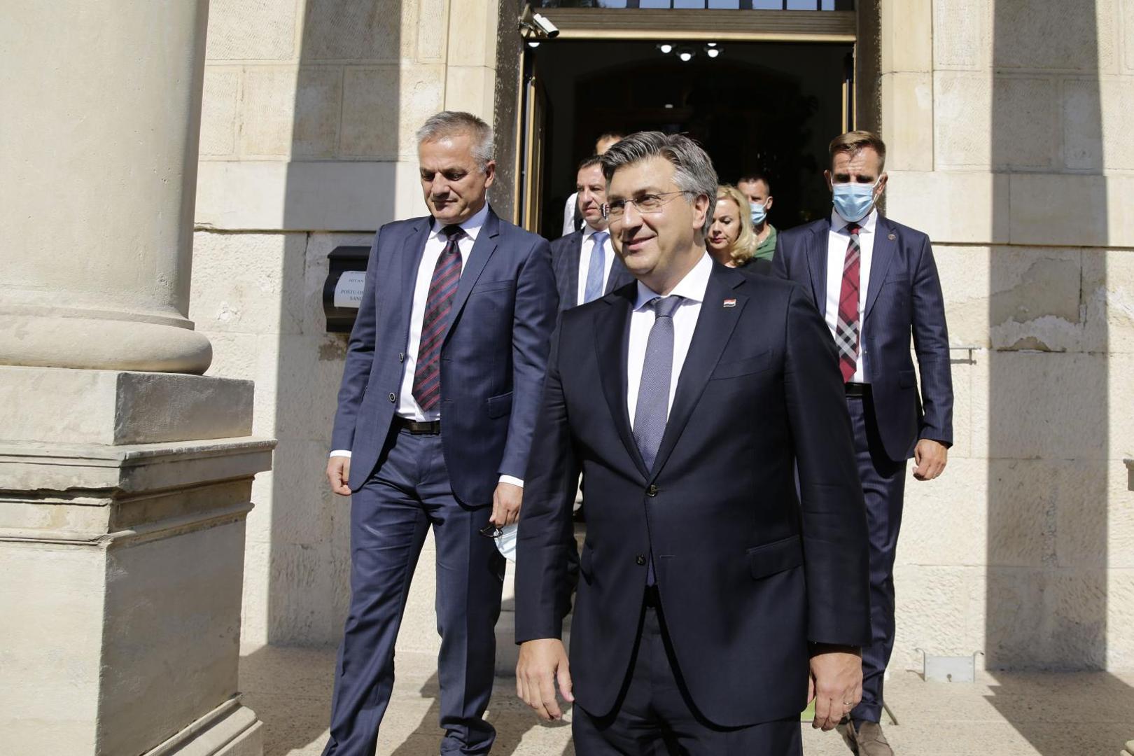 14.09.2020., Mostar - Sastanak Andreja Plenkovica s  biskupima mons. Ratkom Pericem i mons. Petrom Palicem  Photo: Denis Kapetanovic /PIXSELL