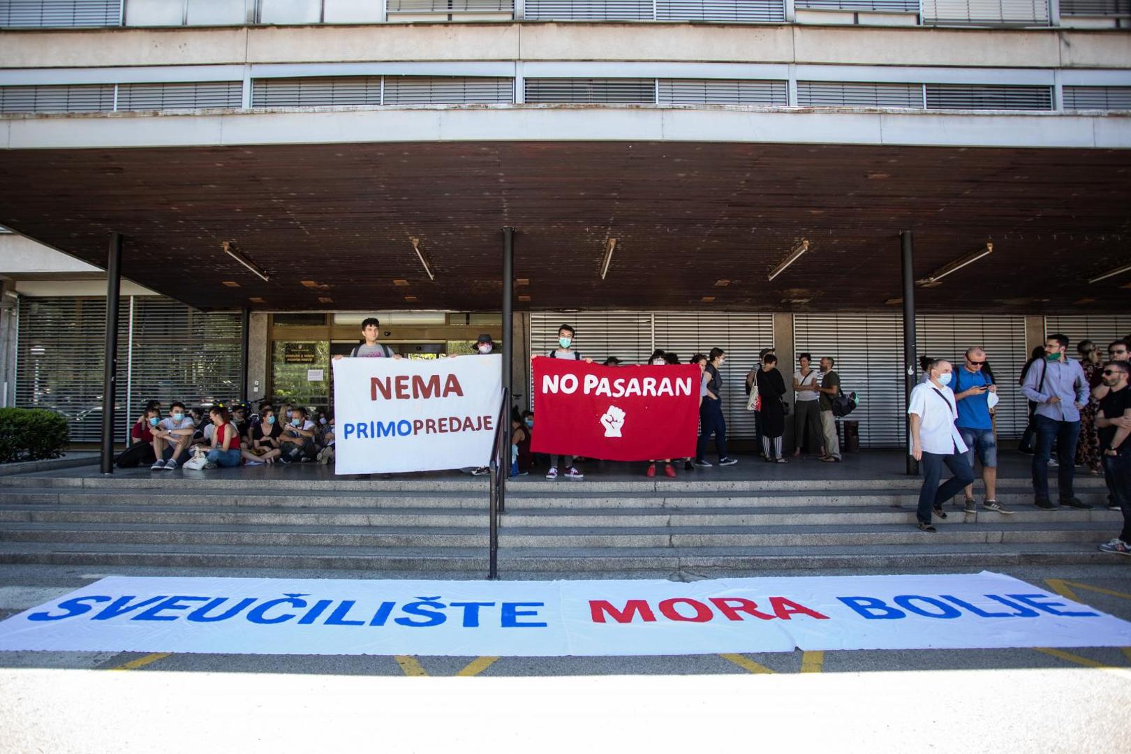 09.07.2020., Zagreb - Prosvjed studenata Filozofskog fakulteta protiv rektora Borasa. Photo: Davor Puklavec/PIXSELL
