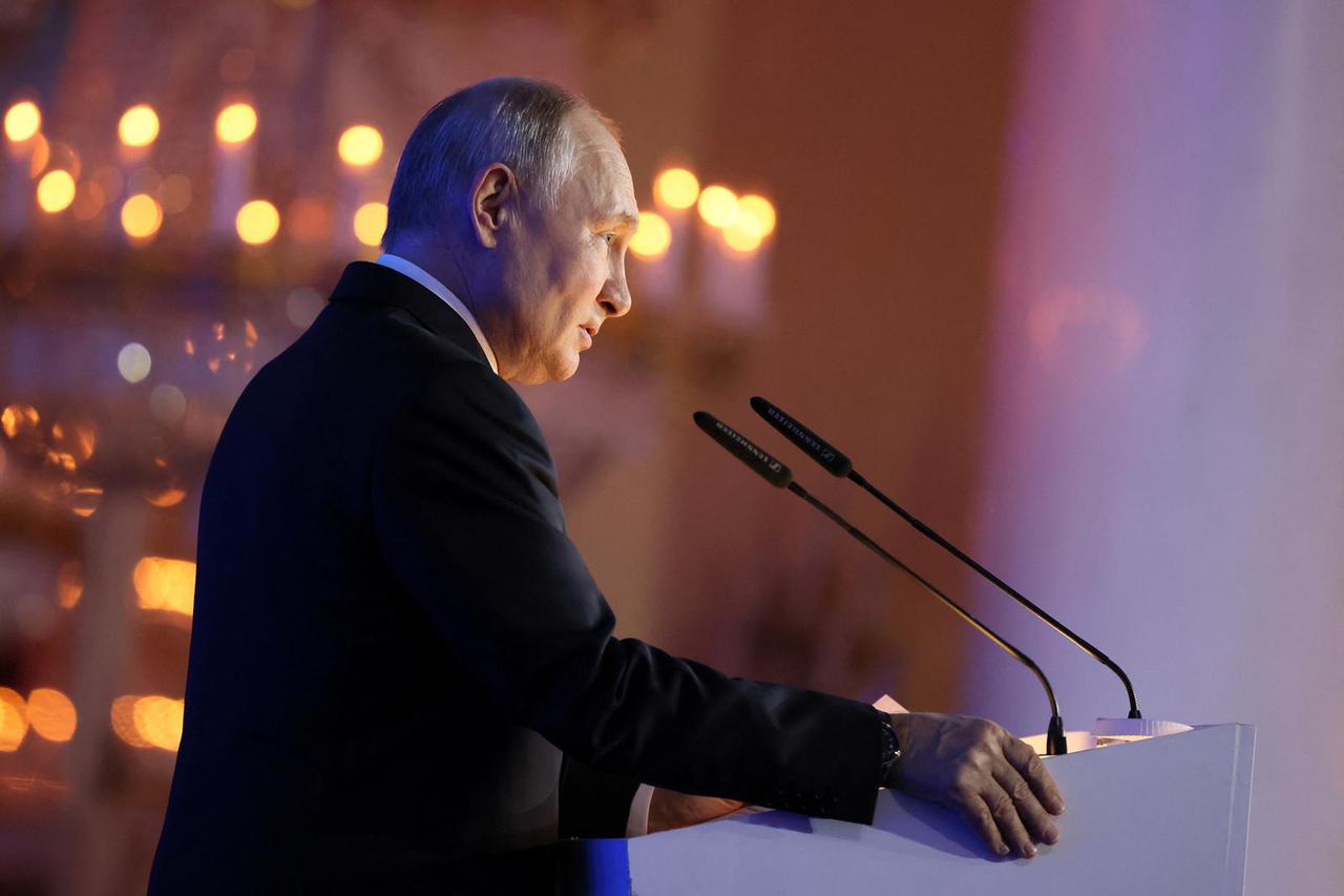 Russian President Vladimir Putin delivers a speech during an opening of the Russia-Latin America international parliamentary conference in Moscow