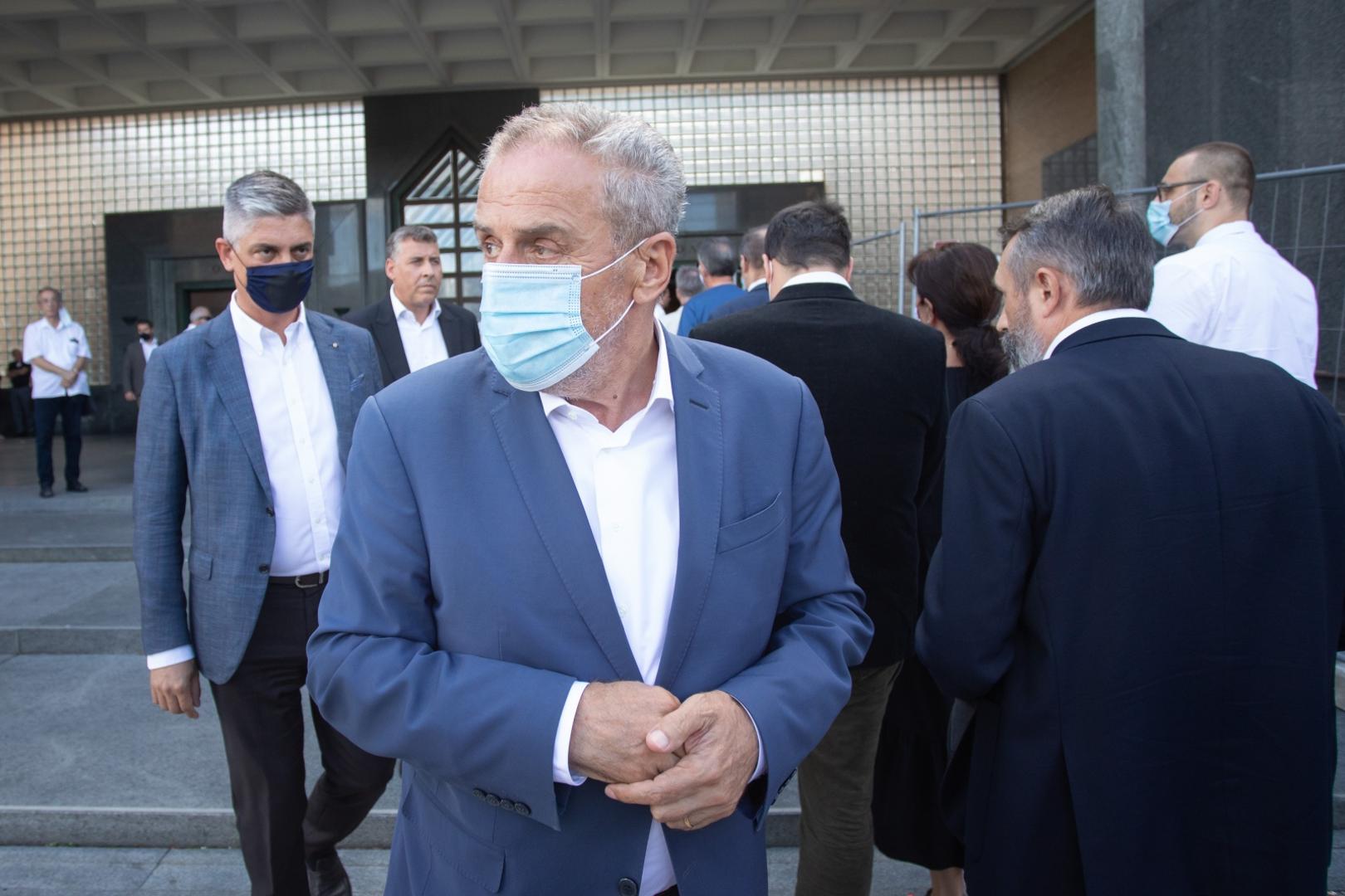 19.08.2020., Zagreb - Posljednji ispracaj nekadasnjeg saborskog zastupnika i sveucilisnog proferora Josipa Kregara na zagrebackom Krematoriju. Milan Bandic.
Photo: Davor Puklavec/PIXSELL