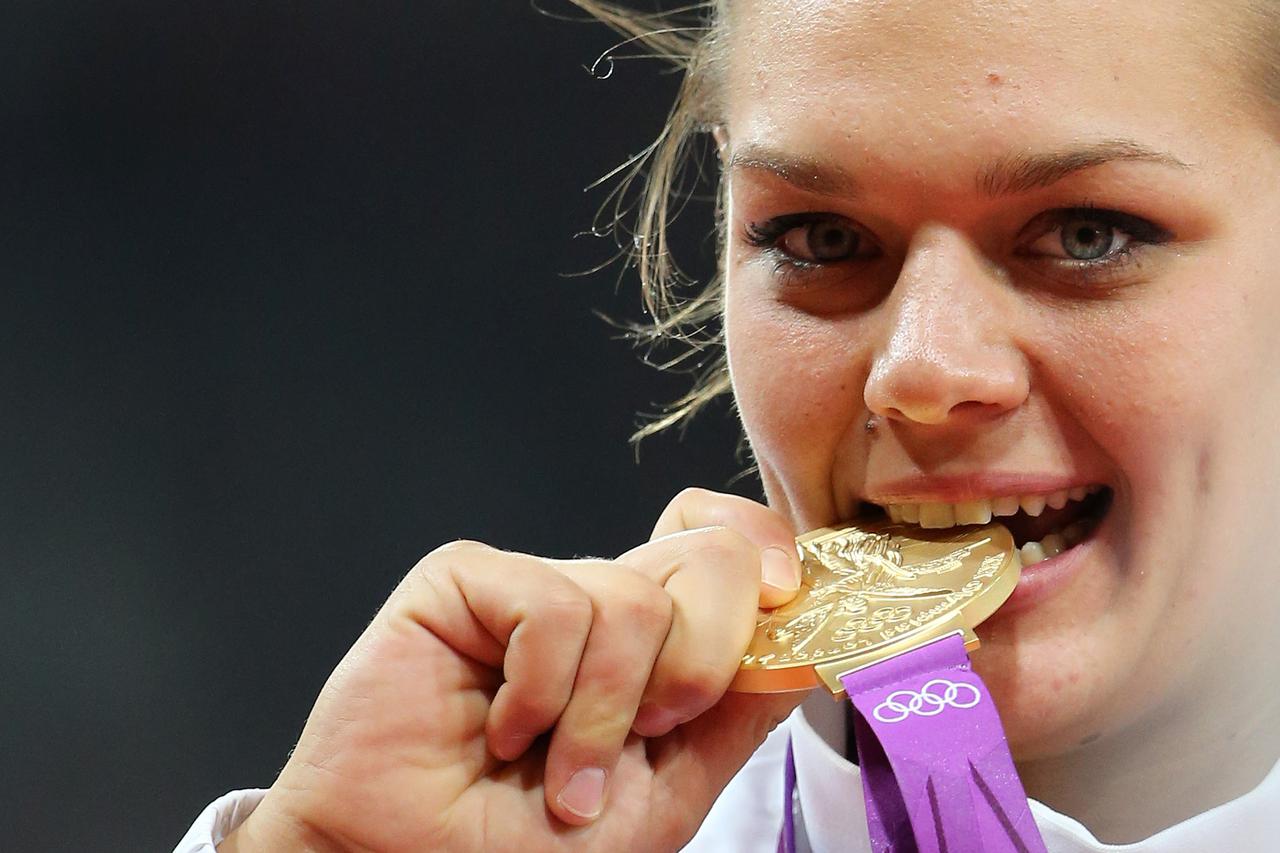 04.08.2012., Engleska, London - Ljetne Olimpijske igre London 2012. Bacanje diska, Sandra Perkovic osvojila je zlato. Photo: Igor Kralj/PIXSELL