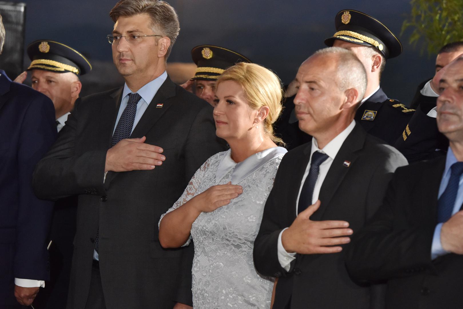 Premijer Andrej Plenković, predsjednica Kolinda Grabar-Kitarović i ministar obrane Damir Krstičević