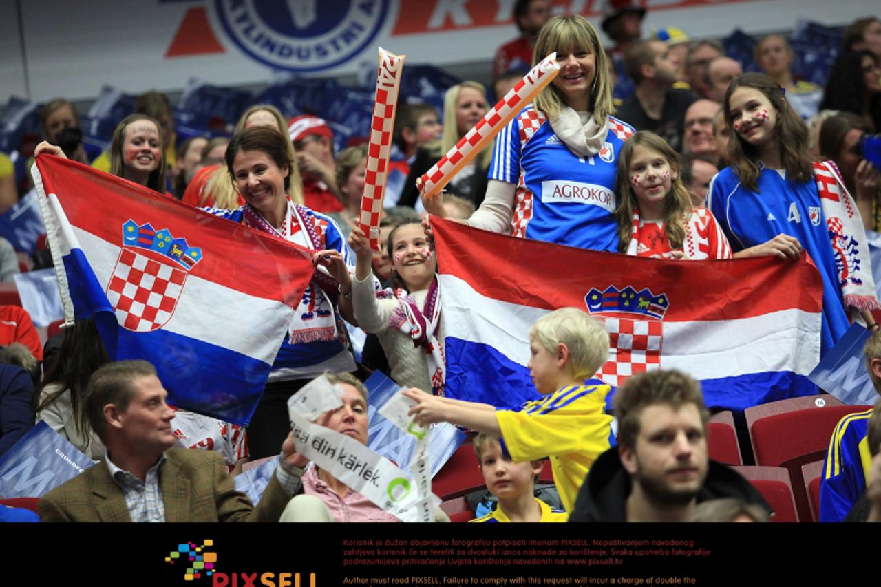 '23.01.2011., Malmo, Svedska - Svjetsko prvenstvo u rukometu, druga utakmica drugog kruga, Hrvatska - Svedska. Hrvatski navijaci. Photo: Antonio Bronic/PIXSELL'