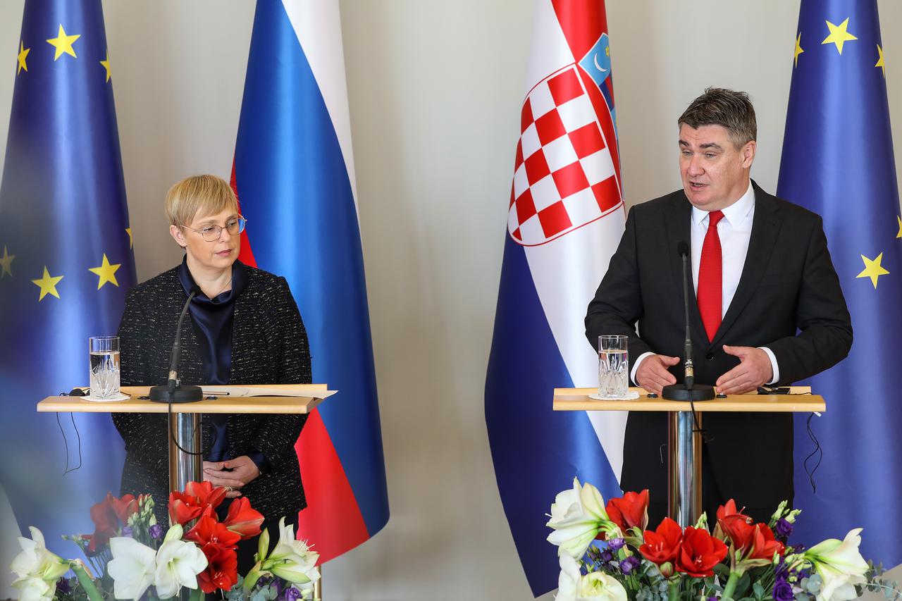 Zagreb: Zoran Milanović i Nataša Pirc Musar nakon sastanka dali izjave za medije 