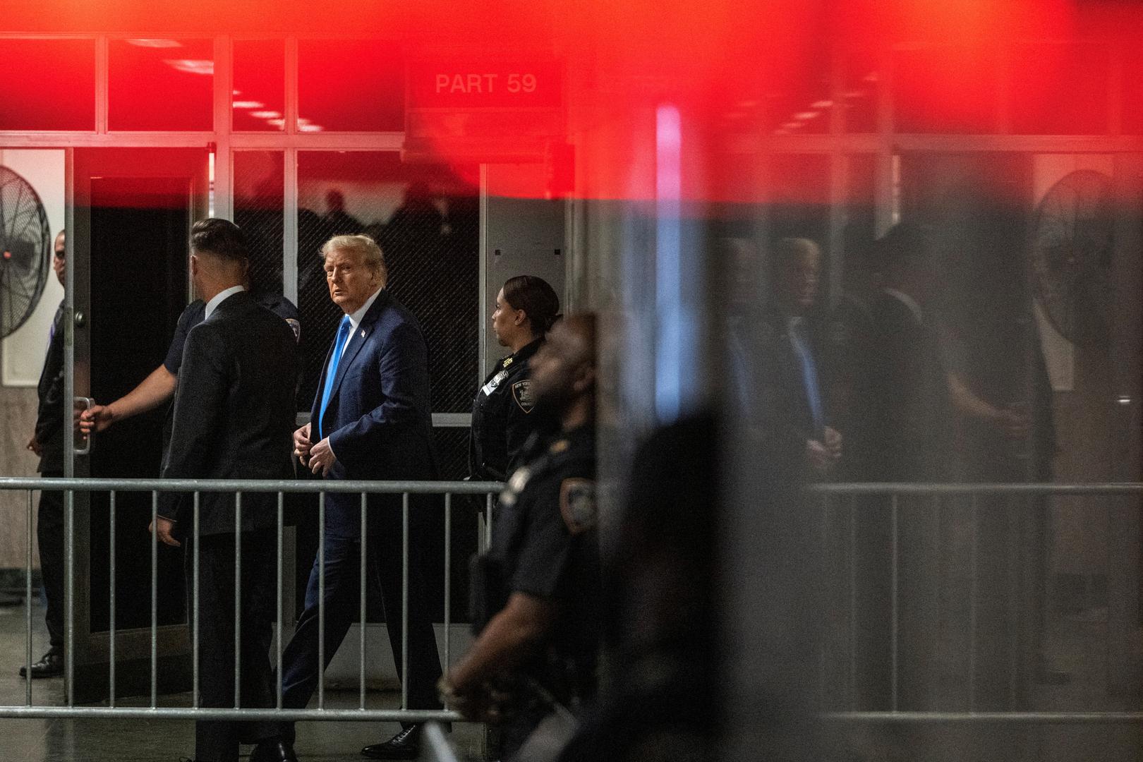 Former U.S. president and Republican presidential candidate Donald Trump leaves the courtroom after the first day of opening statements in his trial at Manhattan Criminal Court for falsifying documents related to hush money payments, in New York, U.S., April 22, 2024. Victor J. Blue/Pool via REUTERS Photo: Victor J. Blue/REUTERS