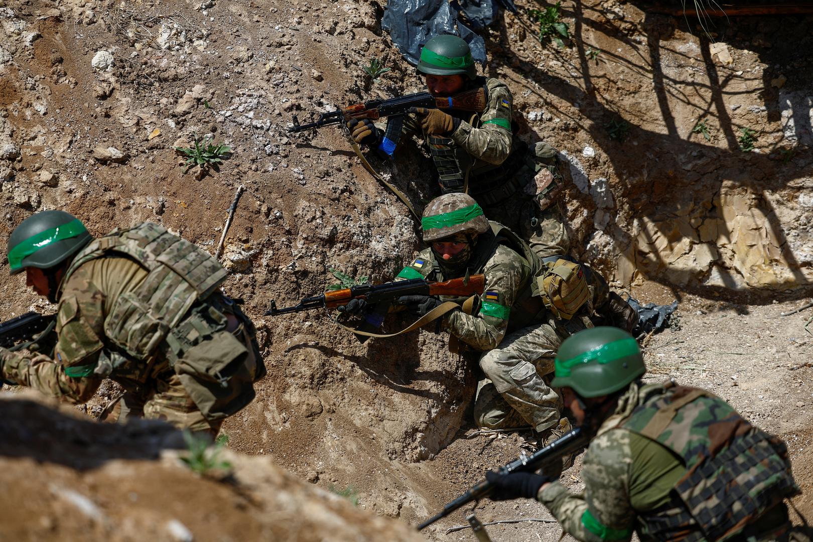 New recruits of the Ukrainian 93rd Kholodnyi Yar Separate Mechanized Brigade attend a military exercise at a training ground, amid Russia's attack on Ukraine, in Donetsk region, Ukraine May 11, 2024. REUTERS/Valentyn Ogirenko Photo: VALENTYN OGIRENKO/REUTERS