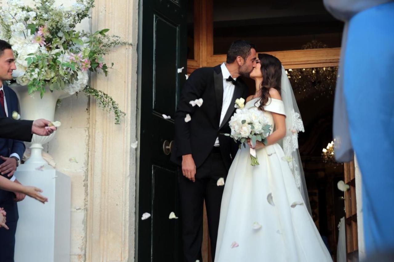 Marin Čilić sa suprugom Kristinom izlazi iz crkve nakon vjenčanja